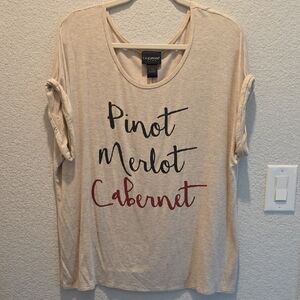 Lane Bryant Beige Graphic Tee - Pinot Merlot Cabernet